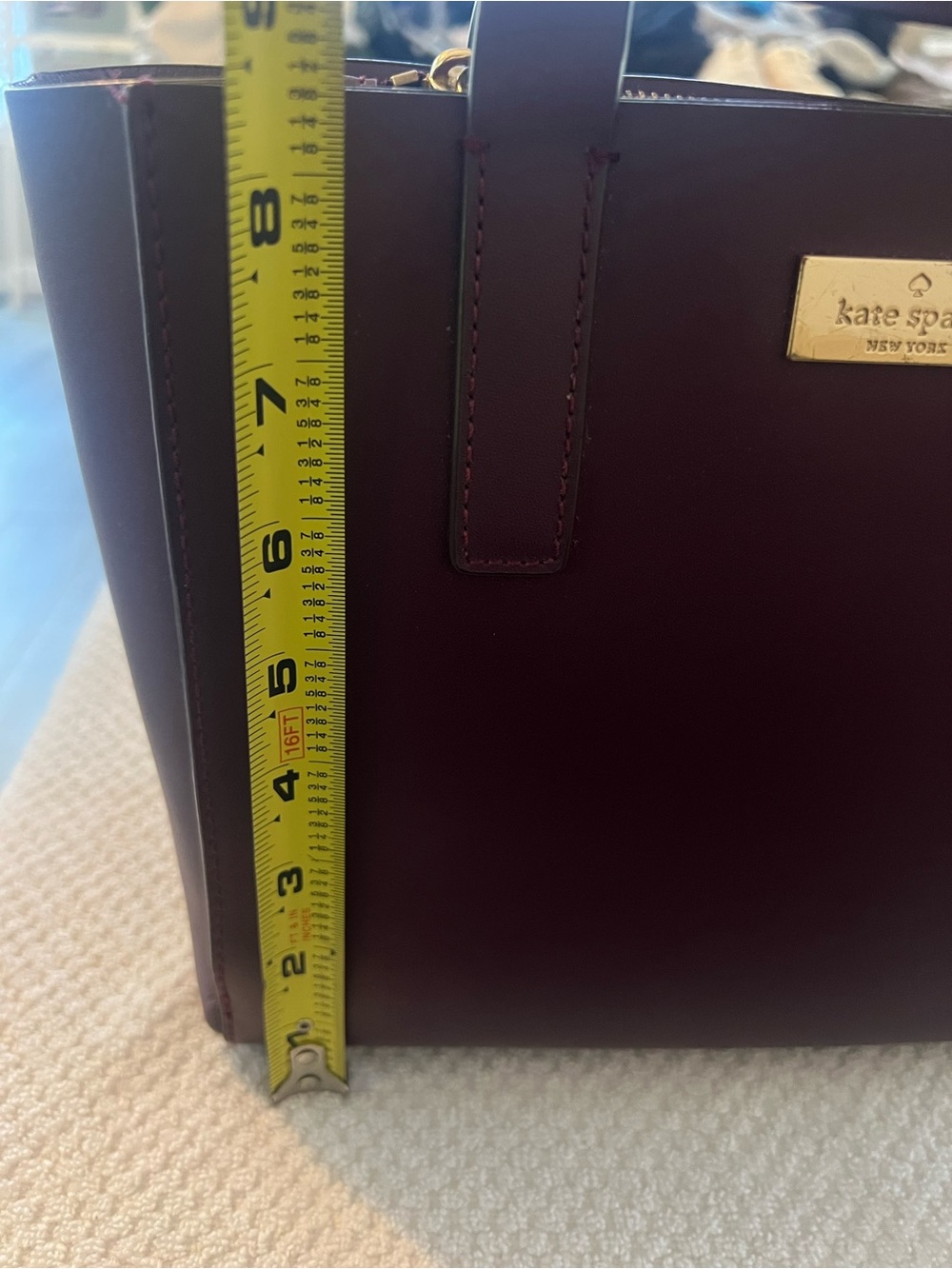 kate spade Bordeaux Leather Satchel with gold hardware. - Picture 3 of 6